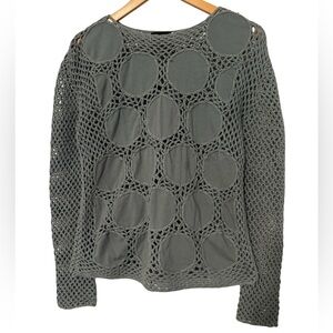 Boho Open Knit Crochet Sweater | Circular Cutout Long Sleeve Top